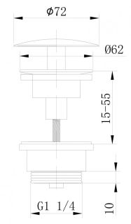Донный клапан для раковины ABBER AF0012G без перелива золото матовое